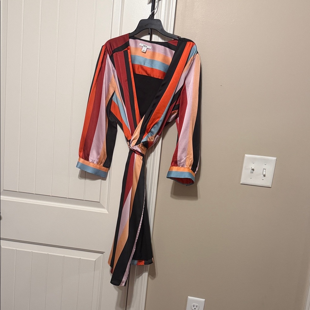 Colorful Striped Wrap Dress